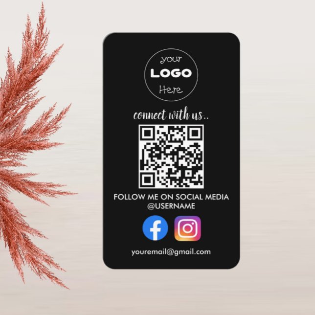 Anpassad Sociala Medier QR-kod Svart Professionell Visitkort (Skapare uppladdad)