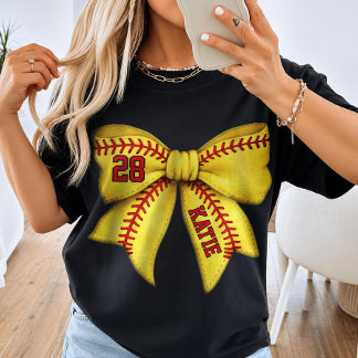 Anpassad Softboll-Mamma-Båge med Namn & Spelar Num T Shirt