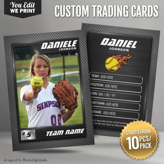 Anpassad Softboll Trading Card Grafit 10 st/pack Placeringskort (Custom Softball Trading Card Graphite 10 pcs/pack)