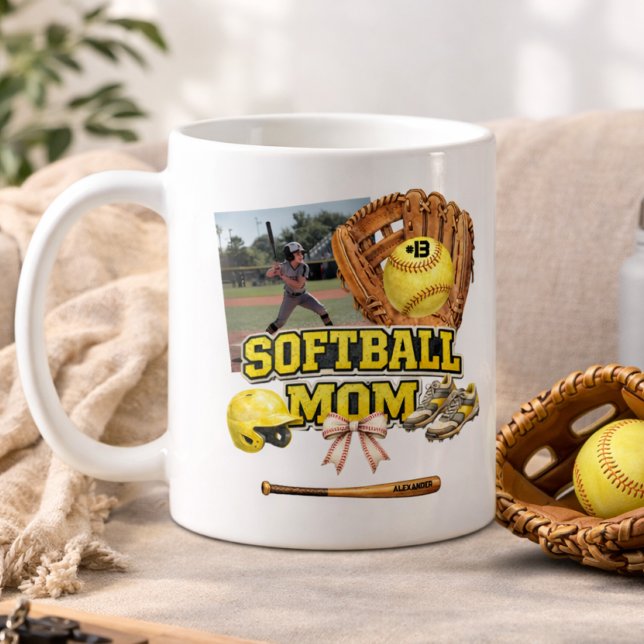 Anpassad Softbollmamma Fotokollage Kaffemugg (Skapare uppladdad)