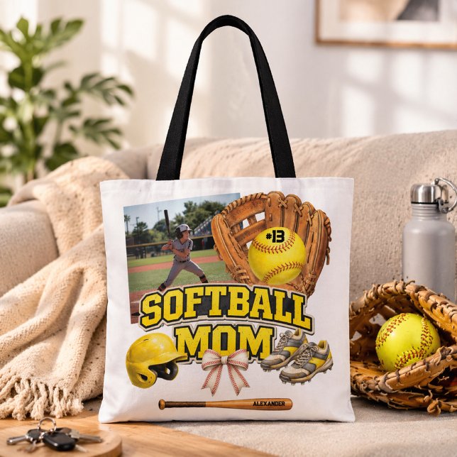 Anpassad Softbollmamma Fotokollage Tygkasse (Skapare uppladdad)