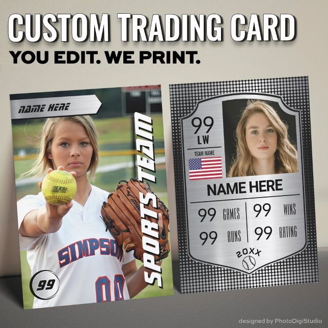 Anpassad Softbollstraditionskort, Silver Shield-sp (Custom Softball Trading Card, Silver Shield Player Card)