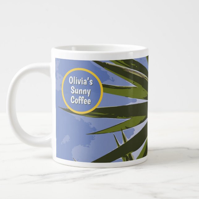 Anpassad Solig Kaffe Tropisk Yucca Jumbo Mugg (Vänster)
