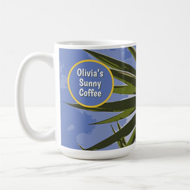 Anpassad Solig Kaffe Tropisk Yucca Kaffemugg (Vänster)