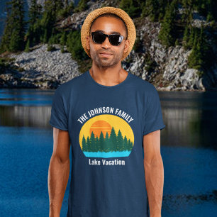 Anpassad solnedgång för Family Sjö Resa T Shirt