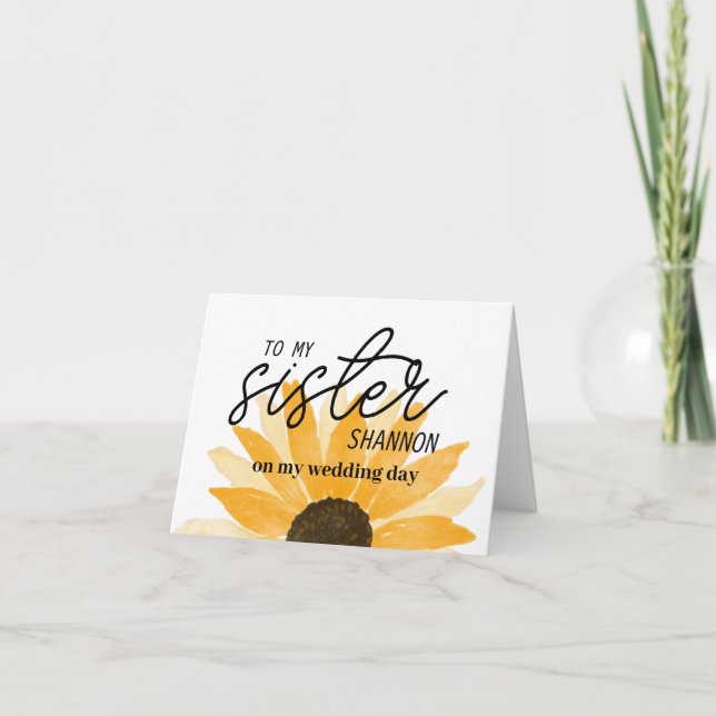 Anpassad solros till min syster-kort tack kort (Framsida)