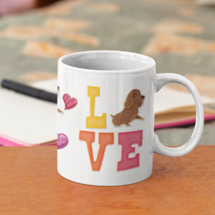 Anpassad söt Alla hjärtans dag dachshund hundälska Kaffemugg