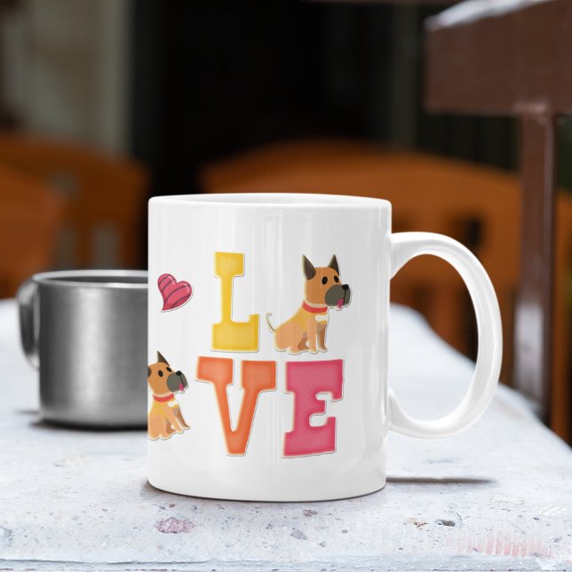 Anpassad söt Alla hjärtans dag Stor danhund hundäg Kaffemugg (Skapare uppladdad)