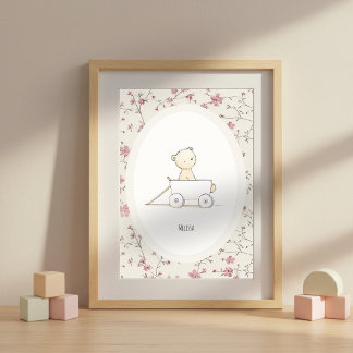 Anpassad söt babybjörn konst – Namn Nursery Print Poster
