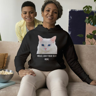Anpassad söt husdjursfoto namn Kattmamma Vit Svart T Shirt
