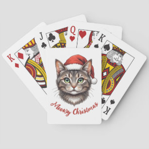 Anpassad söt julkatt med tomtehatt casinokort