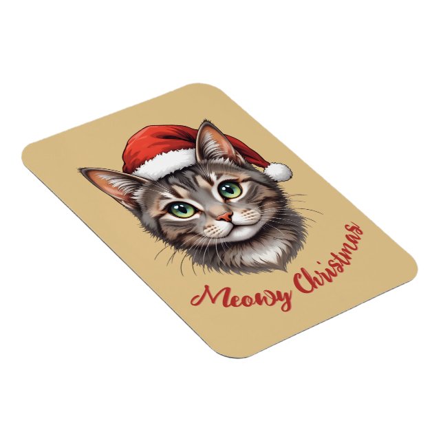 Anpassad söt julkatt med tomtehatt magnet (Högersidan)