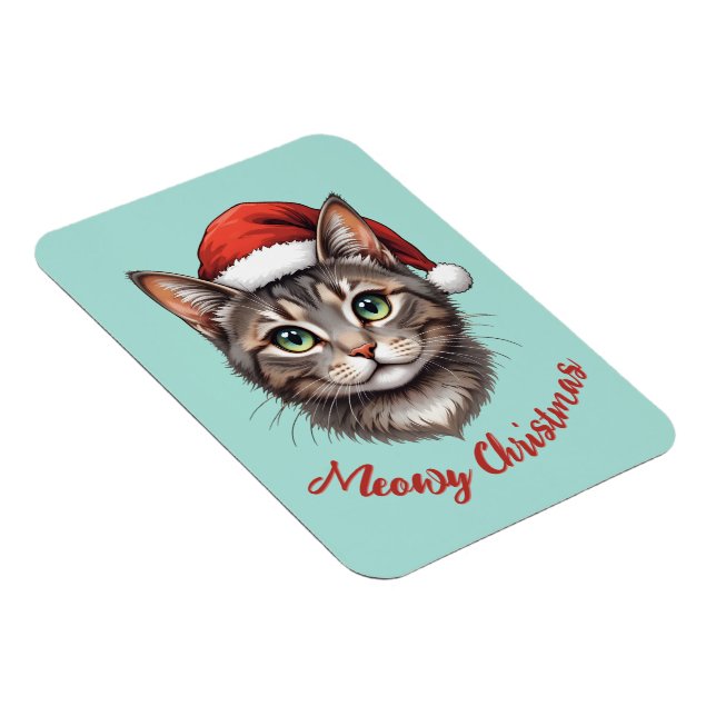 Anpassad söt julkatt med tomtehatt magnet (Högersidan)
