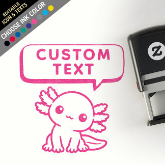 Anpassad söt kawaii chibi axolotl pratbubbla självfärgande stämpel