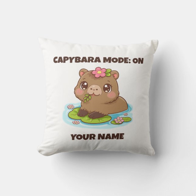 Anpassad Söt Kawaii Kapybara-läge Kudde (Framsida)