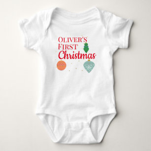 Anpassad söt Kawaii-ornament Baby Första julen T Shirt