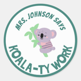 Anpassad Söt Koala Kvalitetsarbete Studentbelöning Runt Klistermärke