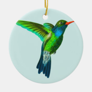 Anpassad söt kolibri-fotoornament julgransprydnad keramik