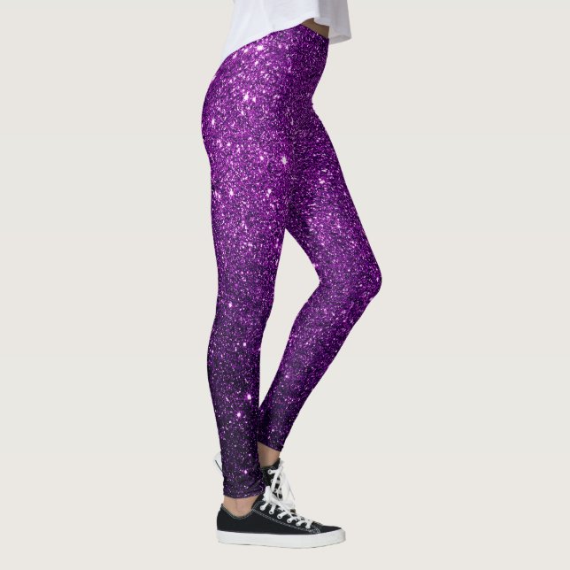 anpassad söt ljus lila magenta glittermönster leggings (Höger)