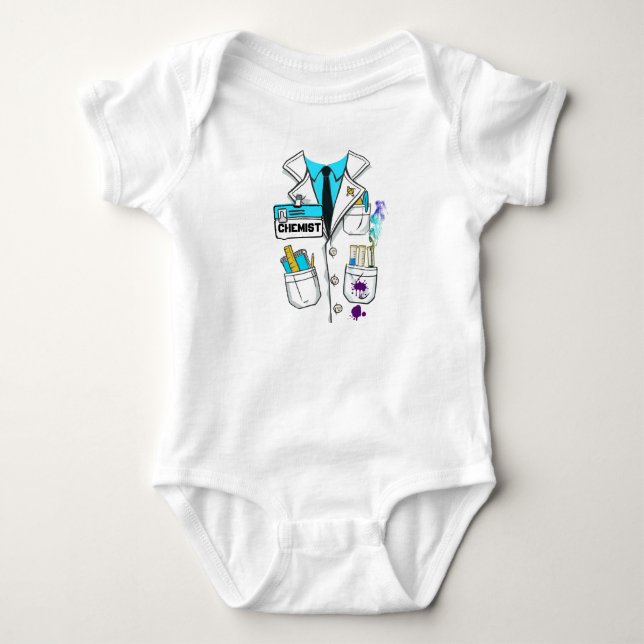 Anpassad Söt Namn Tag för Baby Kemist Vetenskaplig T Shirt (Framsida)