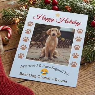 Anpassad söt rolig bästa hund-tema foto glad julkort