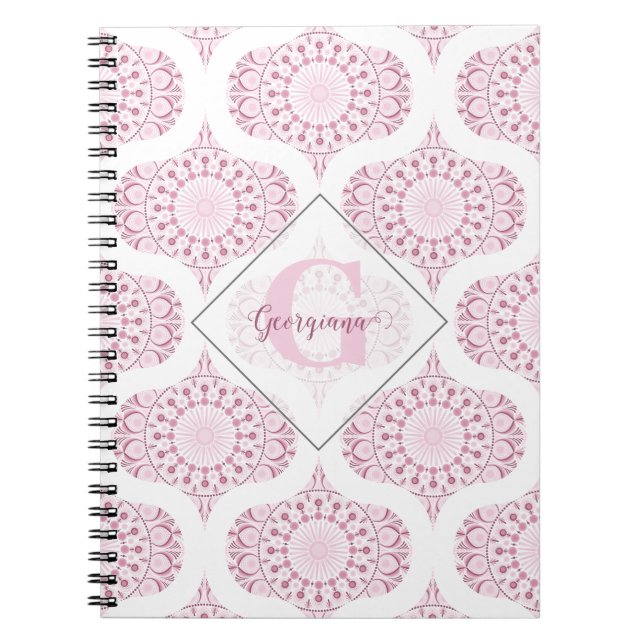 Anpassad Söt Rosa 70s Confetti Snöre Mandala Anteckningsbok (Framsidan)