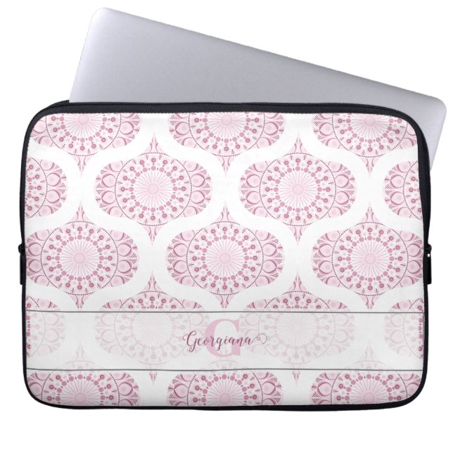 Anpassad Söt Rosa 70s Confetti Snöre Mandala Laptop Fodral (Framsidan)