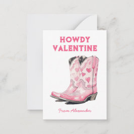 Anpassad söt rosa cowboy-stövel Howdy Alla hjärtan Anteckningskort