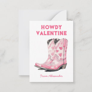 Anpassad söt rosa cowboy-stövel Howdy Alla hjärtan Anteckningskort