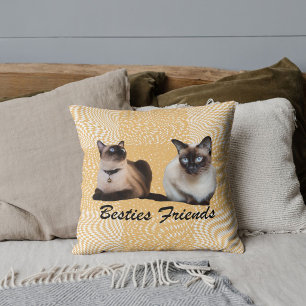 Anpassad söt siamesisk katt foto beige rutig kudde