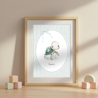 Anpassad söt sköldpadda – Baby Shower Nyfödd Namng Poster