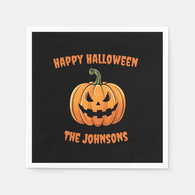 Anpassad söt spöklik pumpa Glad Halloween  Pappersservett (Framsidan)