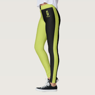 Anpassad söt svart Apple gröna ränder monogram Leggings