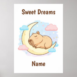 Anpassad söta drömmar Capybara-affisch Poster