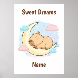 Anpassad söta drömmar Capybara-affisch Poster
