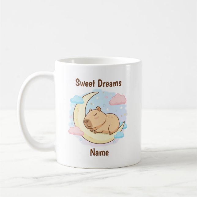 Anpassad söta drömmar Capybara-mugg Kaffemugg (Vänster)