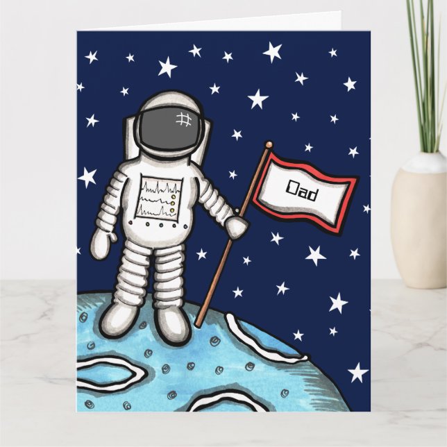 Anpassad Spaceman Astronaut Kosmisk Farsdags Kort (Framsida)