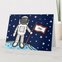 Anpassad Spaceman Astronaut Kosmisk Farsdags-kort