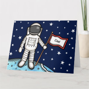Anpassad Spaceman Astronaut Kosmisk Farsdags-kort Kort