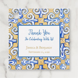 Anpassad spansk ruta Azulejo Blue,Gult,Vit Gåvor Etiketter