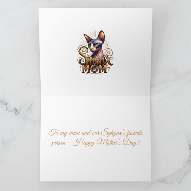 Anpassad Sphynx Katt Mamma Glad Mors Dag Kort (Inuti)