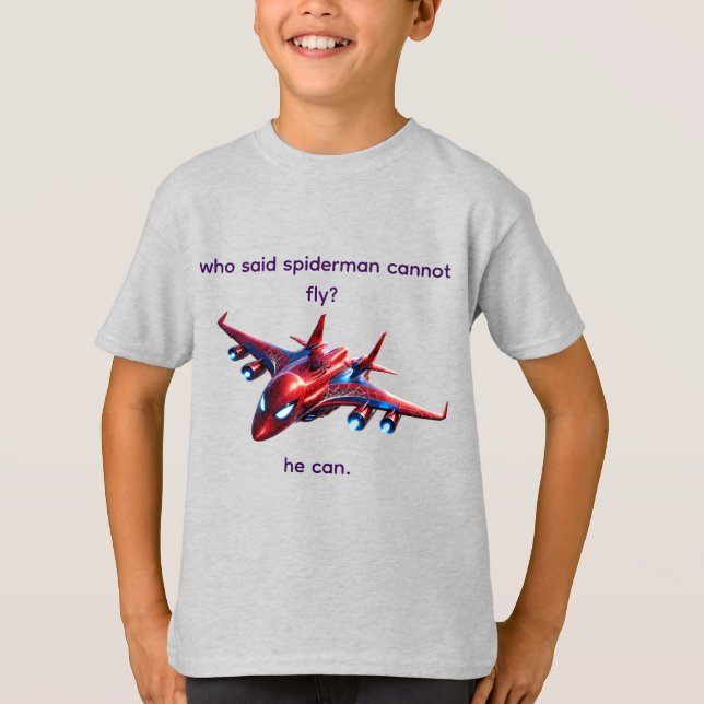 Anpassad Spiderman Web-Plane Barn Födelsedags-T-Sh T Shirt (Framsida)