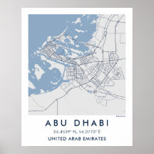 Anpassad stadskarta Abu Dhabi UAE Väggkonst Affisc