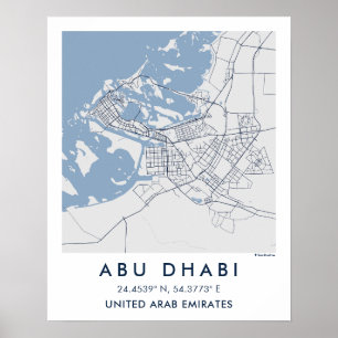 Anpassad stadskarta Abu Dhabi UAE Väggkonst Affisc