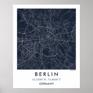 Anpassad stadskarta Berlin Tyskland Väggkonst Affi