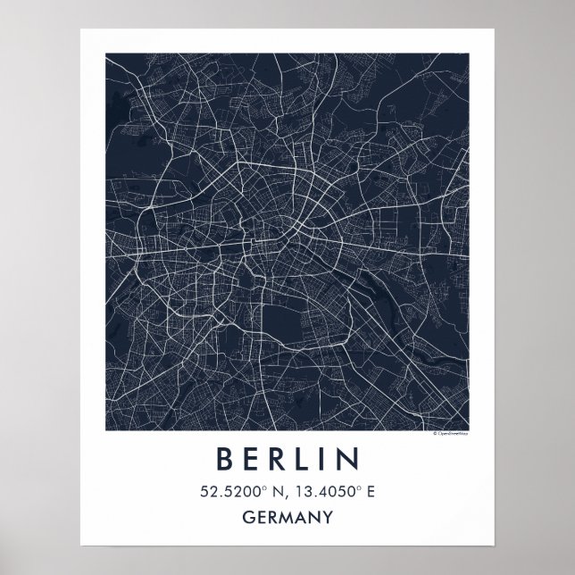 Anpassad stadskarta Berlin Tyskland Väggkonst Affi (Framsidan)