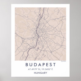 Anpassad Stadskarta Budapest Ungern Väggkonst Affi