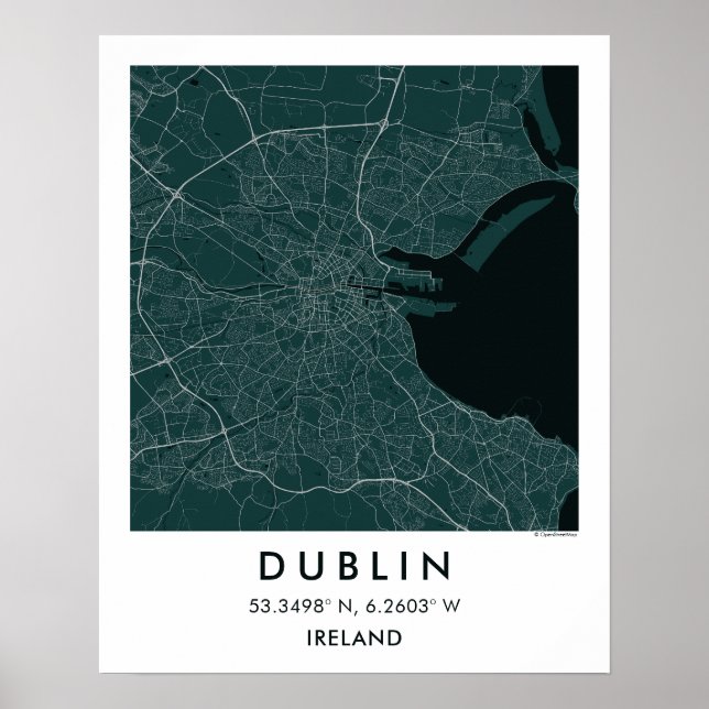 Anpassad stadskarta Dublin Irland väggkonst affisc (Framsidan)