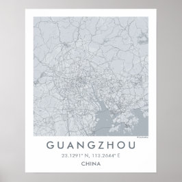 Anpassad stadskarta Guangzhou Kina Väggkonstaffisc Poster