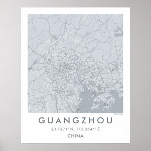 Anpassad stadskarta Guangzhou Kina Väggkonstaffisc Poster